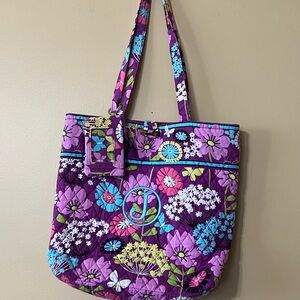 Vera Bradley Purple and Blue Quilted Tote